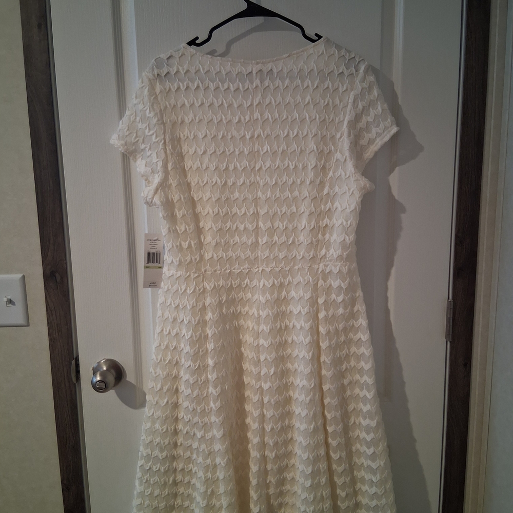Sharagano Cream Textured Midi Dress - Picture 4 of 4